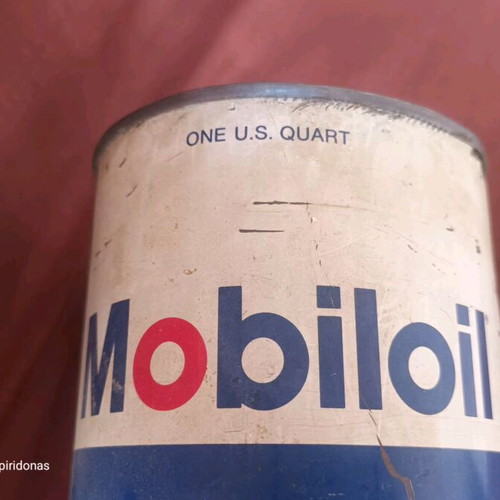Mobil collectible empty tin box 80s used