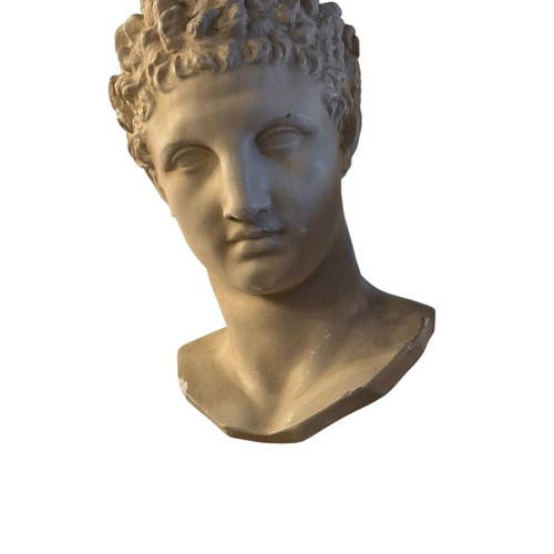 Hermes Bust by Praxiteles used, wooden base 60 cm height