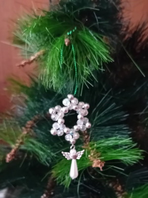 Коледна украса комплект от 5 звезди с ангел нов