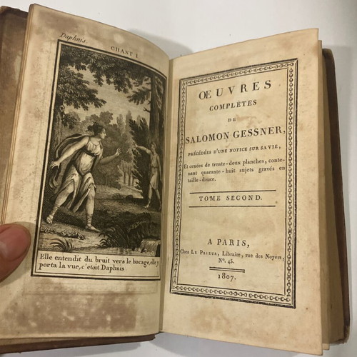 French books 3 volumes used, OEUVRES COMPLETES DE SALOMON GESSNER 1807