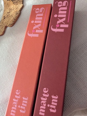 Etude Fixing Tint liquid lipstick new, shades 03 Mellon Peach and 06 Soft Walnut