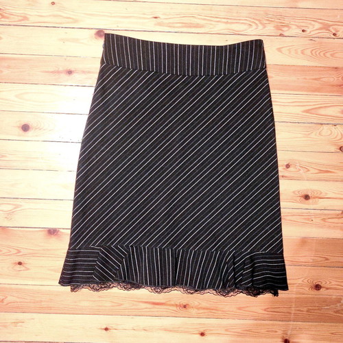 Morgan de Toi pinstripe midi skirt with velvet bow, like new