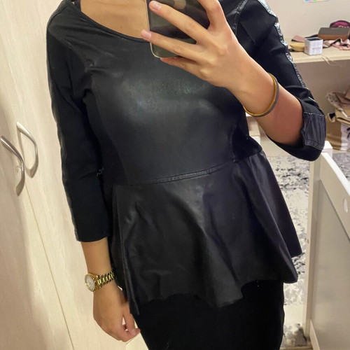 Dress with leather XL like new, black winter design