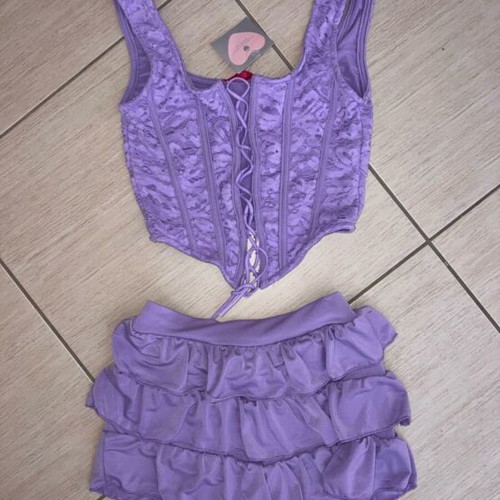 Marmalady two piece set new, purple skort and corset