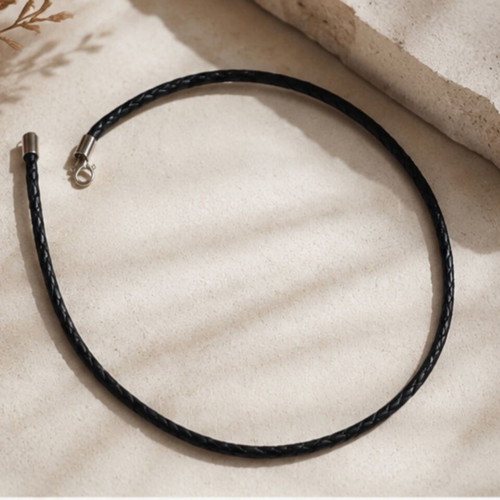 Necklace 5 cm genuine leather with 925 silver clasp new