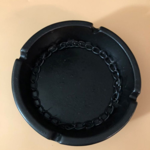 Vintage Black Ashtray with Chain Detail used