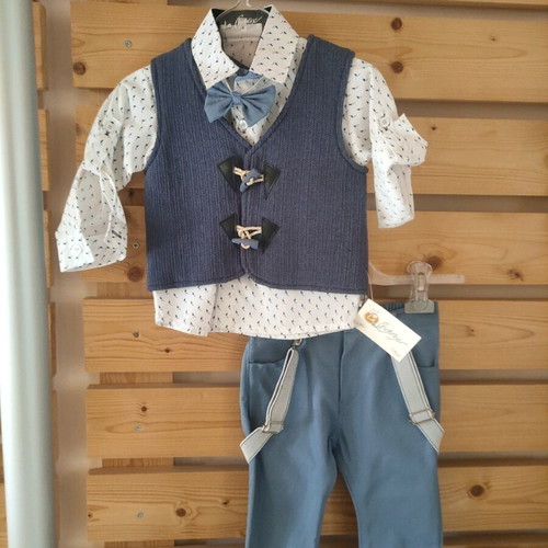 Blue baptism suit for boy new La Christine