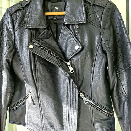 River Island women's leather jacket, black, size M-L