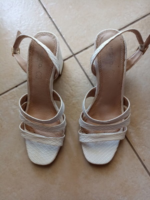 Migato white sandals size 38 with thick heel like new