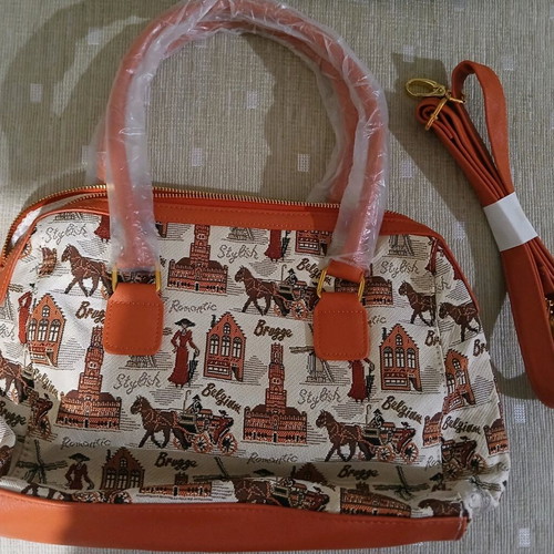 Belgian bag new with fabric and leather details crossbody multicolor