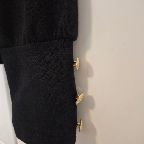 Black blouse new with gold buttons and puffed shoulders size S