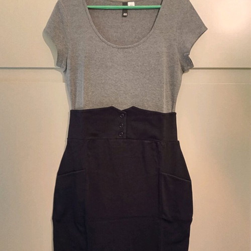 H&M short fitted dress two-tone grey/black like new