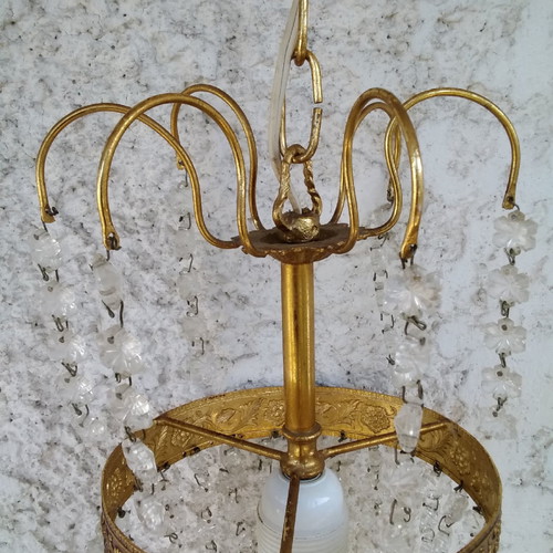 Ceiling light and wall sconces used from 1970 with Murano crystals