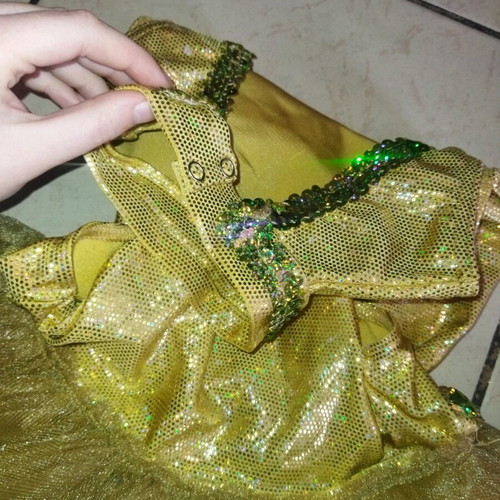 Gold rhythmic gymnastics leotard like new with skirt and sleeves