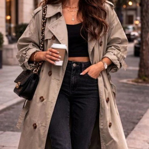 Oversized khaki trench coat like new, vintage, size 6XL
