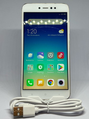 Redmi Note 5A Prime μεταχειρισμένο με εμφανή γρατζουνιά, άσπρο, 32GB, Dual SIM