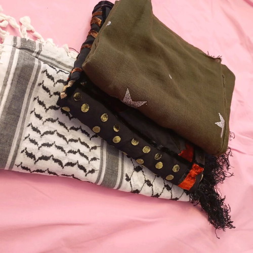 Scarves, handkerchief and beanie new, black and white