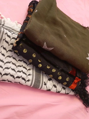 Scarves, handkerchief and beanie new, black and white