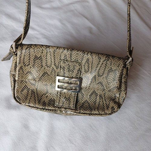 Women's snake print shoulder bag Epsilon by Efstathopoulos like new, beige multicolor