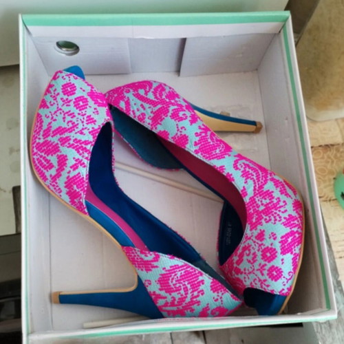 Axel Peep-Toe Heels with Floral Pattern, size 41