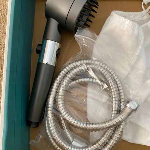 Portable shower head set with 1.5m flexible metal hose, new