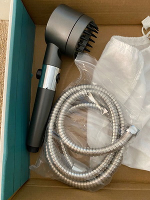 Portable shower head set with 1.5m flexible metal hose, new
