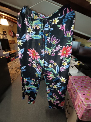 Women's Printed Palazzo Pants like new, tropical floral pattern