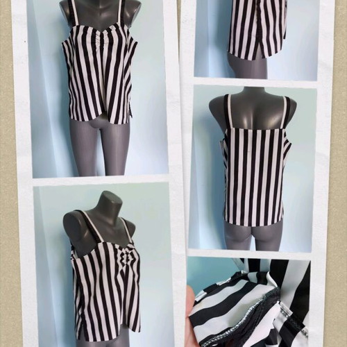 Silk Bustier Top like new, vertical stripes, sizes L/XL