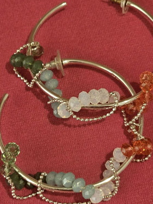 Σκουλαρίκια κρίκοι Swarovski σαν καινούργιο, πολύχρωμα ασημί, διάμετρος 5εκ