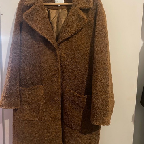 Warehouse UK teddy women's coat size small used brown