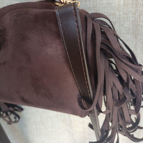 Brown Boho Crossbody Bag with Fringe, New