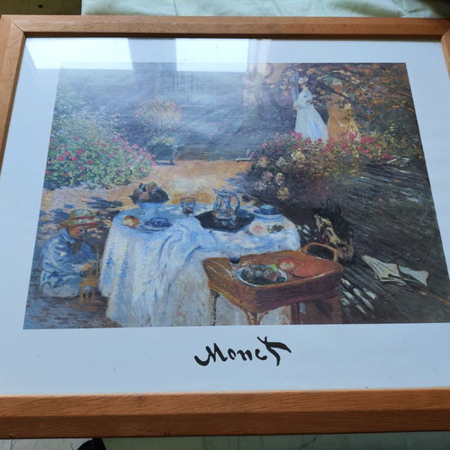 Decorative art prints set like new, Monet framed and modern ethnic canvas