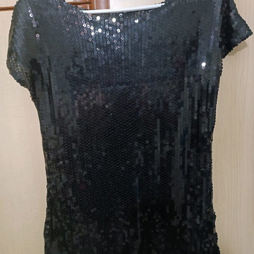 Mini dress blouse with black sequin used, Abysse, size M