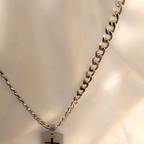 Stainless Steel Cross Necklace with Black Details new