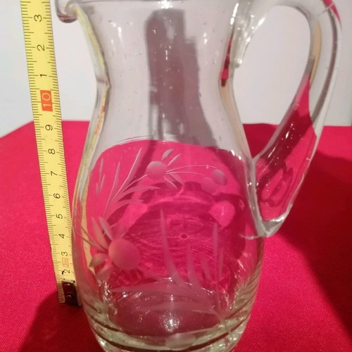 Crystal pitcher vintage small with engraved ears of wheat, like new