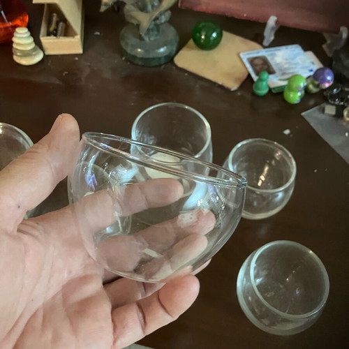 Glass tealight holders like new, set of 6, various sizes