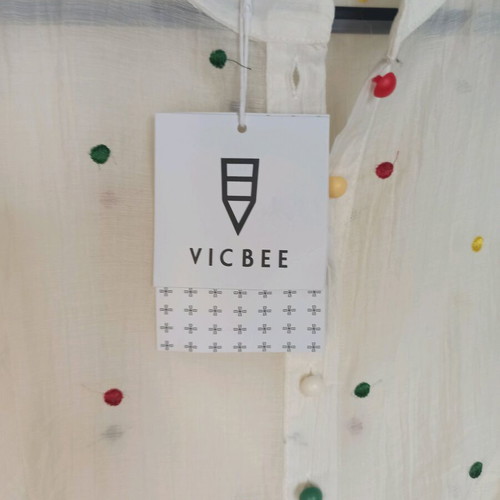 Vicbee Υπόλευκη Ημιδιαφανής Πουκαμίσα με Κεντητά Πουά One Size Καινούργια
