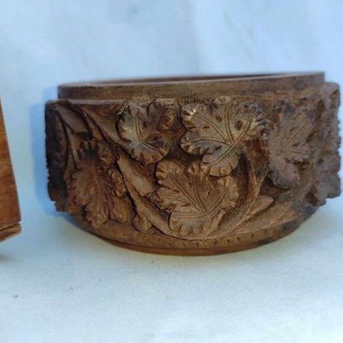 Wood Carved Chest and Bowl from India like new