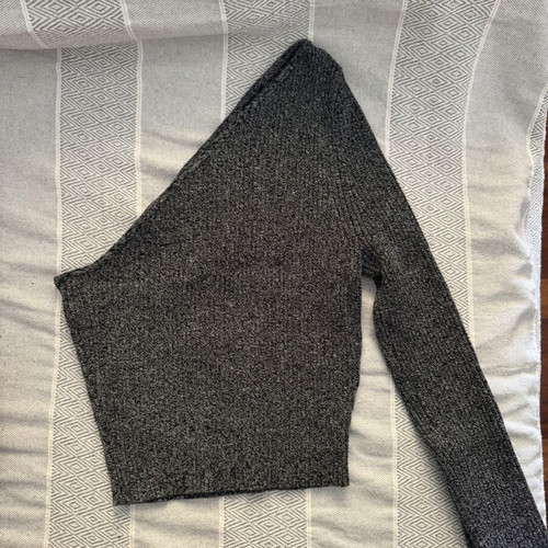 H&M one-shoulder fitted blouse like new, black and gray, size S