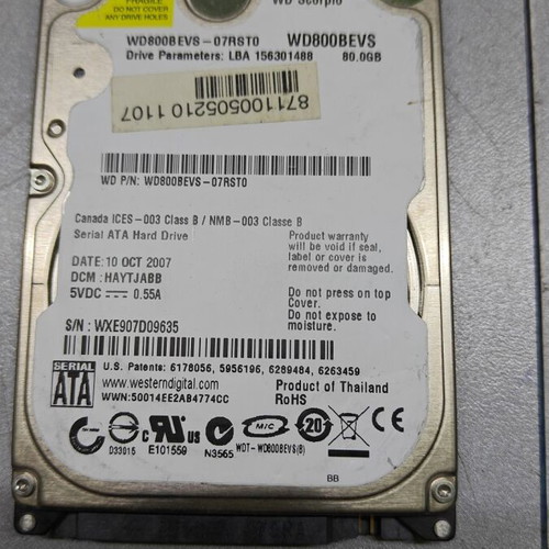 Wd Scorpio 80GB 2.5 used hard drive