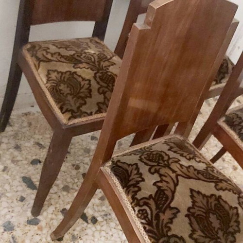 Chairs set of 4 used from 1940-1950 solid walnut wood