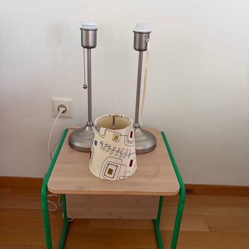 IKEA metal table lamps set of 2 used with retro lampshade gift
