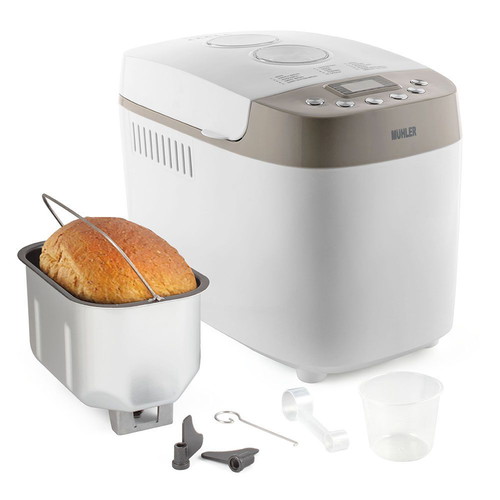 Muhler MBM-1509 Bread Maker new, two kneading paddles, white-gray