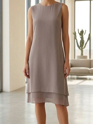 Vero Moda elegant sleeveless dress like new, size M, beige brown