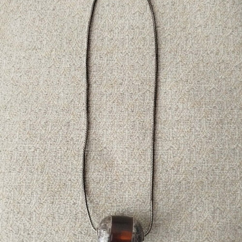 Vintage 925 Silver Necklace with Natural Amber, Like New