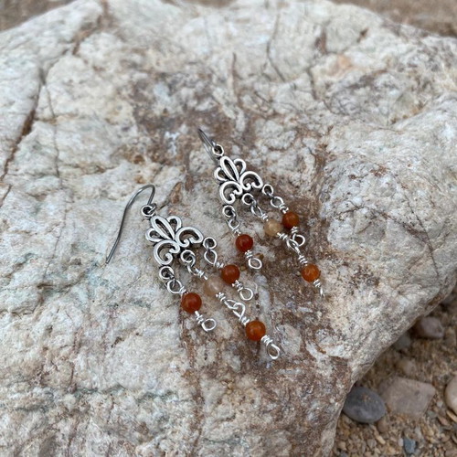 Handmade boho earrings made to order with red aventurine beads