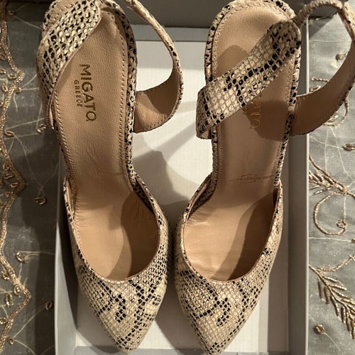 Migato women's sandals size 39 beige 100% leather new