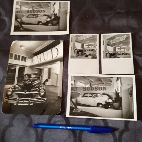 Hudson car photos used, set of five vintage pictures