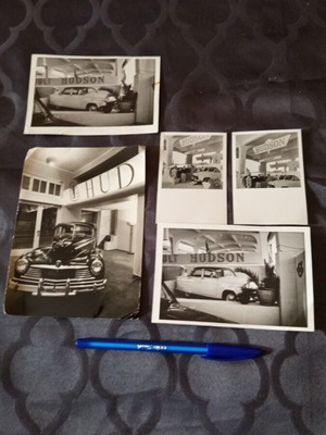 Hudson car photos used, set of five vintage pictures