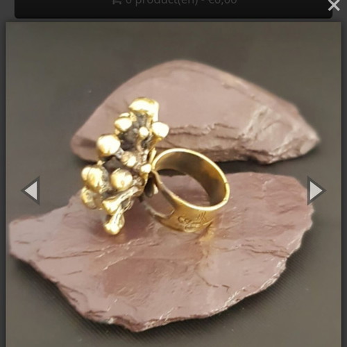 Bronze ring, adjustable size, gold tone